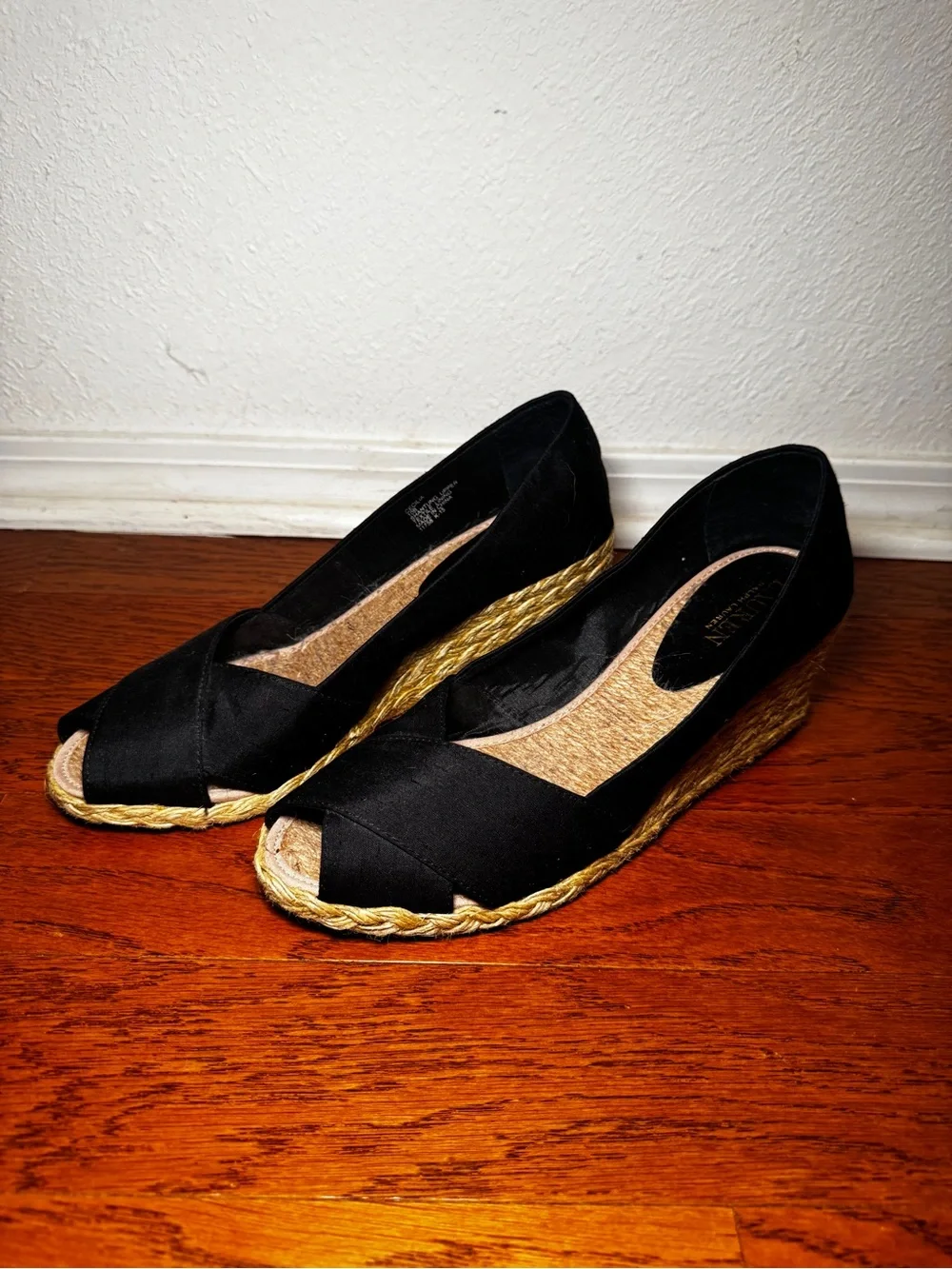 Lauren Ralph Lauren | Women’s Cecilia Black Espadrille Wedge Peep-Toe Size 10B